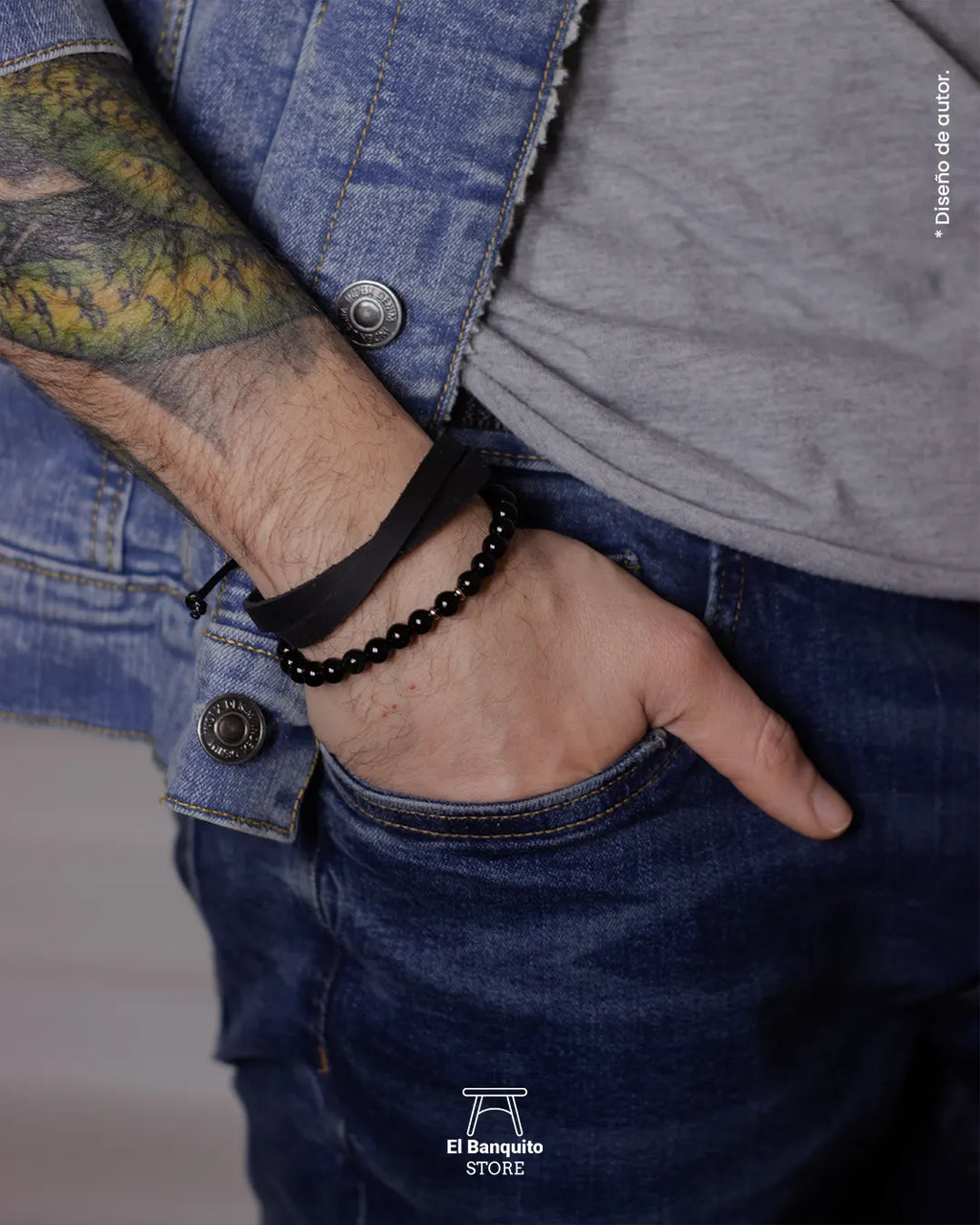 Pulsera de Turmalina Negra para Hombre