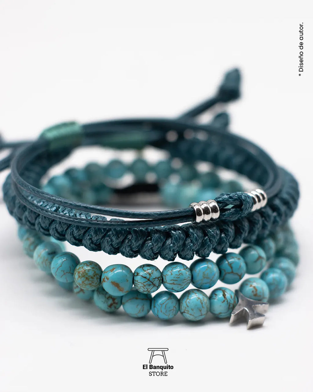 Set de Pulseras para Hombres Turquesa Natural