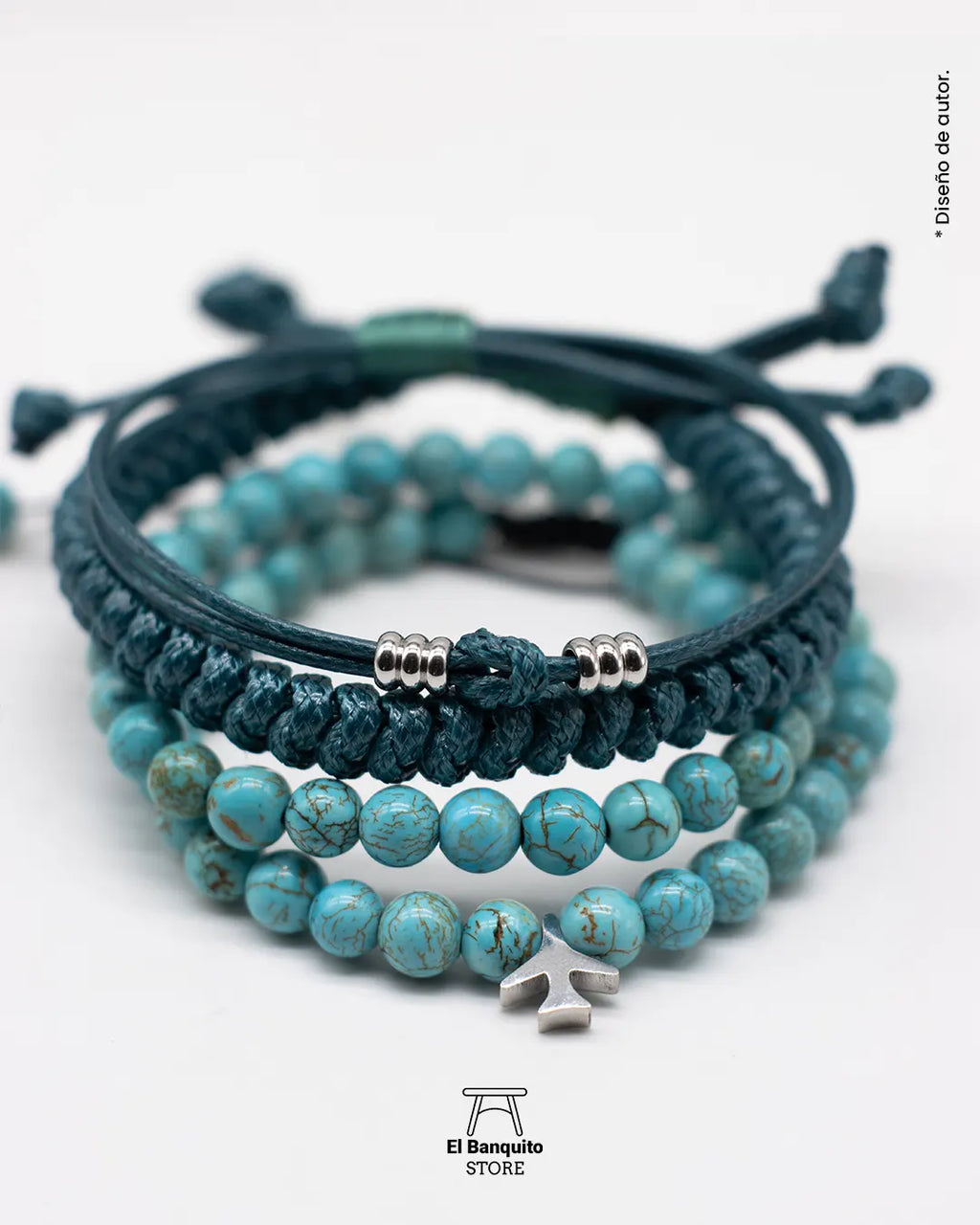 Set de Pulseras para Hombres Turquesa Natural