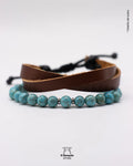 Pulsera de Turquesa Natural con pulsera de cuero plano