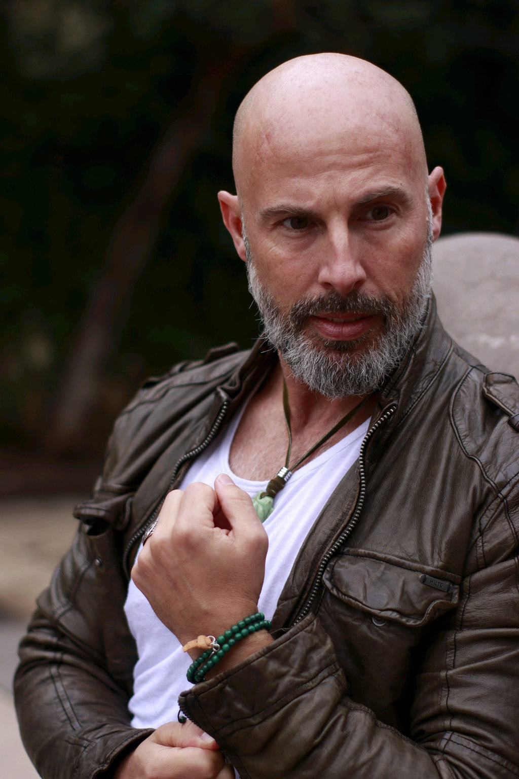 Pulsera con Malaquita Natural con Pluma