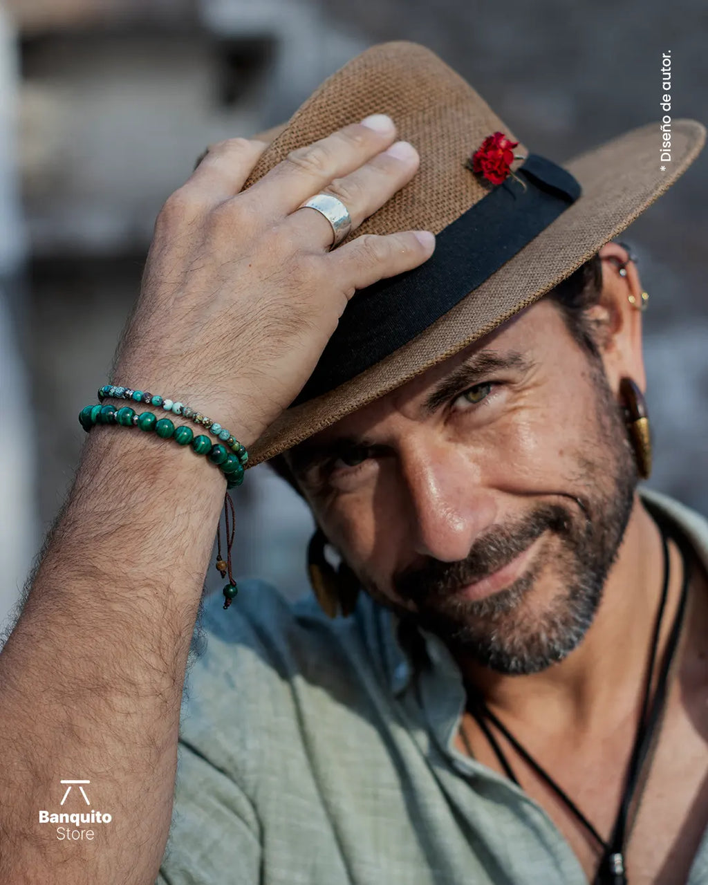 Pulsera Malaquita Natural para Hombres