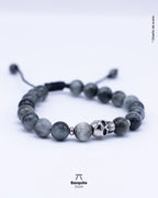 Pulsera Ojo de Halcón Gris con Calavera 8mm