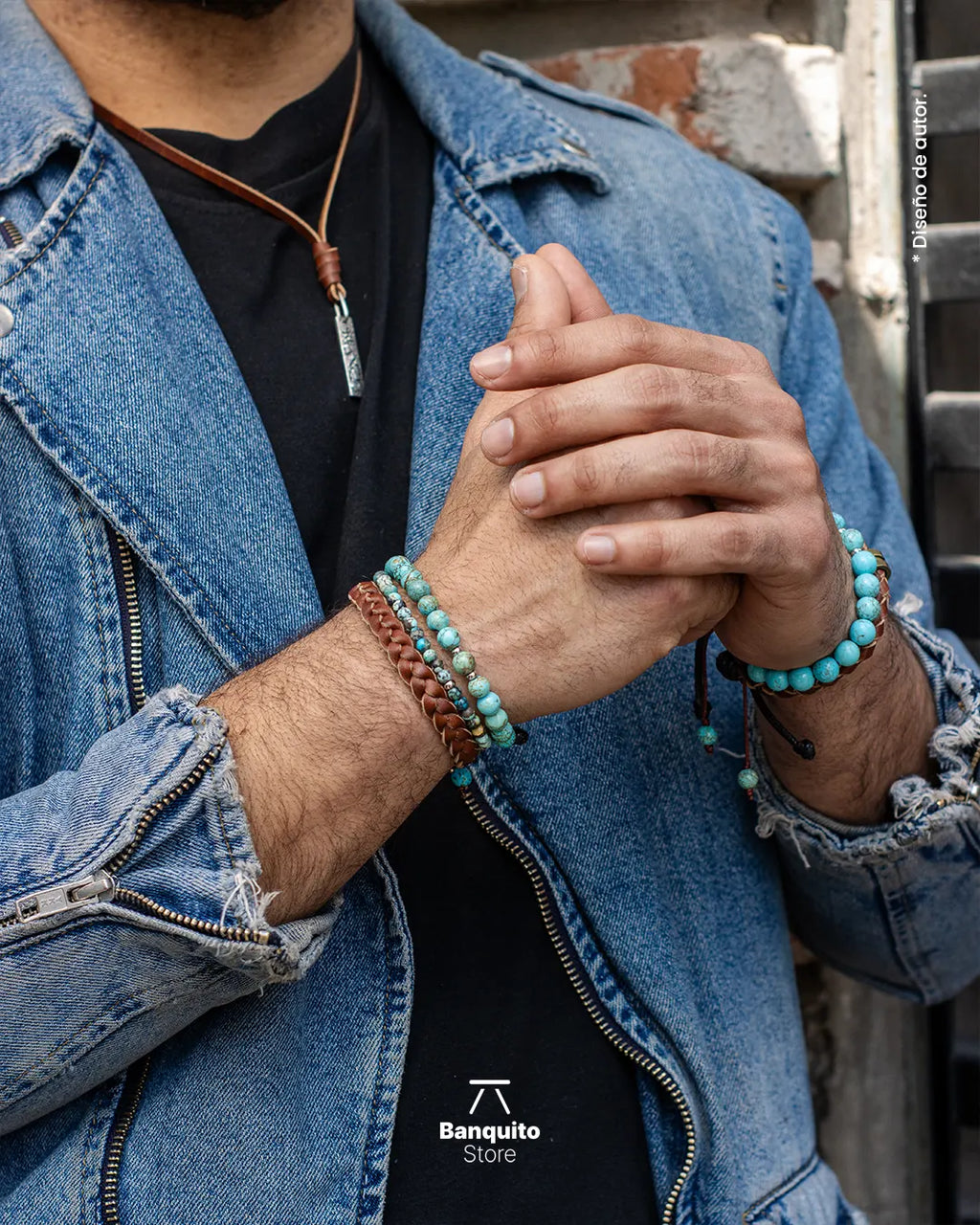 Pulsera de cuero trenzado plano