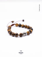 Pulsera Ojo de Tigre con Calavera Hombre