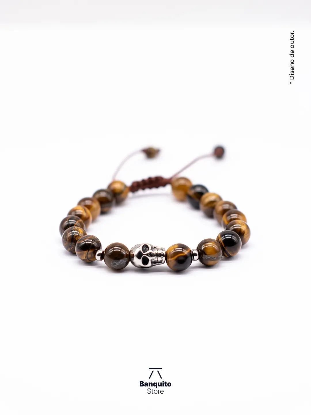 Pulsera Ojo de Tigre con Calavera Hombre