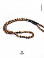 Collar Japa Mala de Ojo de Tigre y Ónix | Piedras Naturales