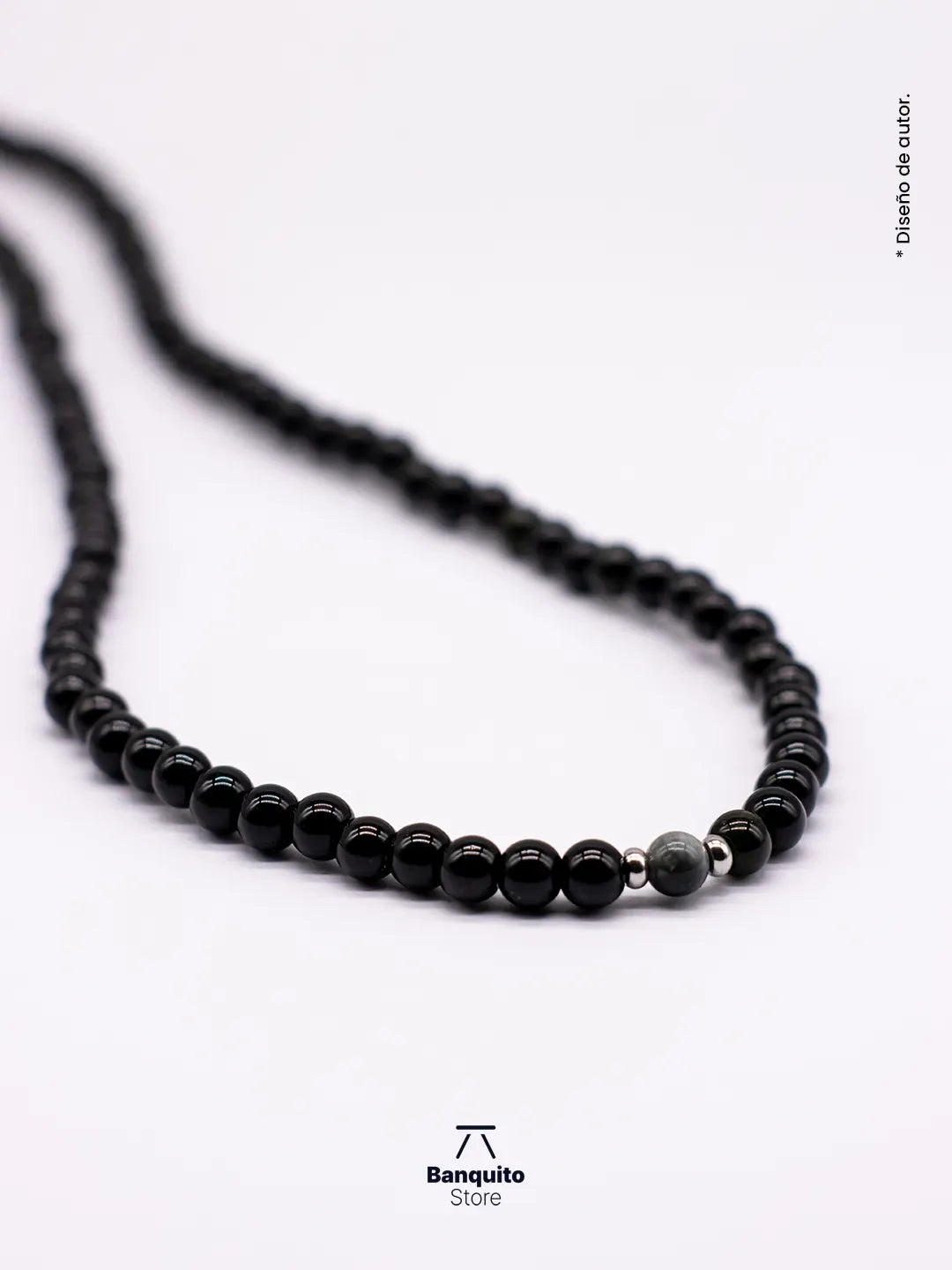 Collar Ónix y Ojo de Halcón Gris Hombre – Piedra Natural