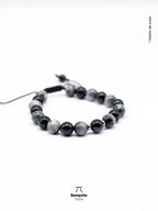 Pulsera Ojo de Halcón Gris y Azul 8mm