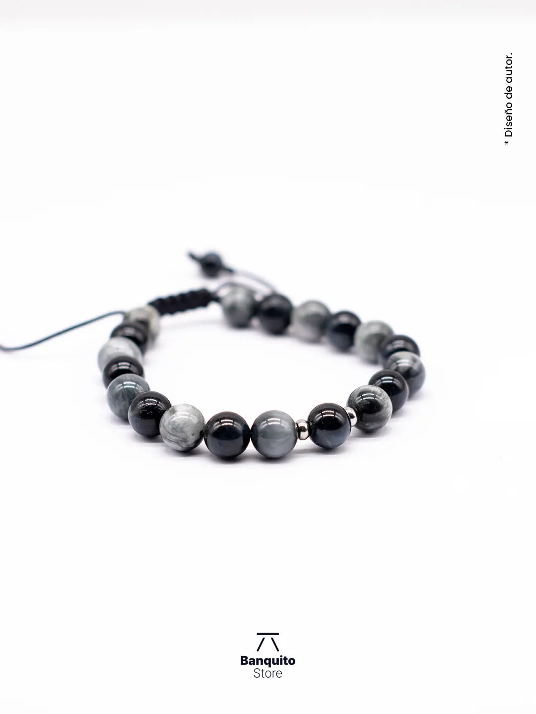 Pulsera Ojo de Halcón Gris y Azul 8mm