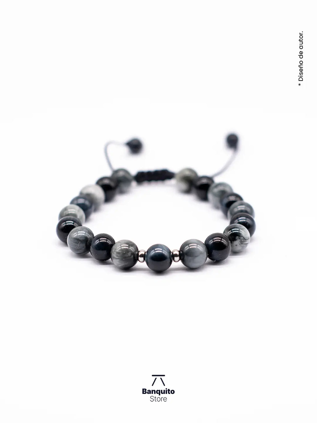 Pulsera Ojo de Halcón Gris y Azul 8mm