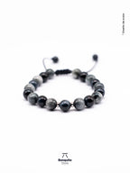 Pulsera Ojo de Halcón Gris y Azul 8mm