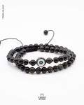 Pulsera de Piedra Obsidiana Dorada con Ojo Turco