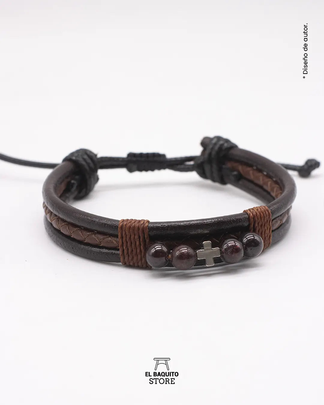 Pulsera de Cuero con Granate Natural
