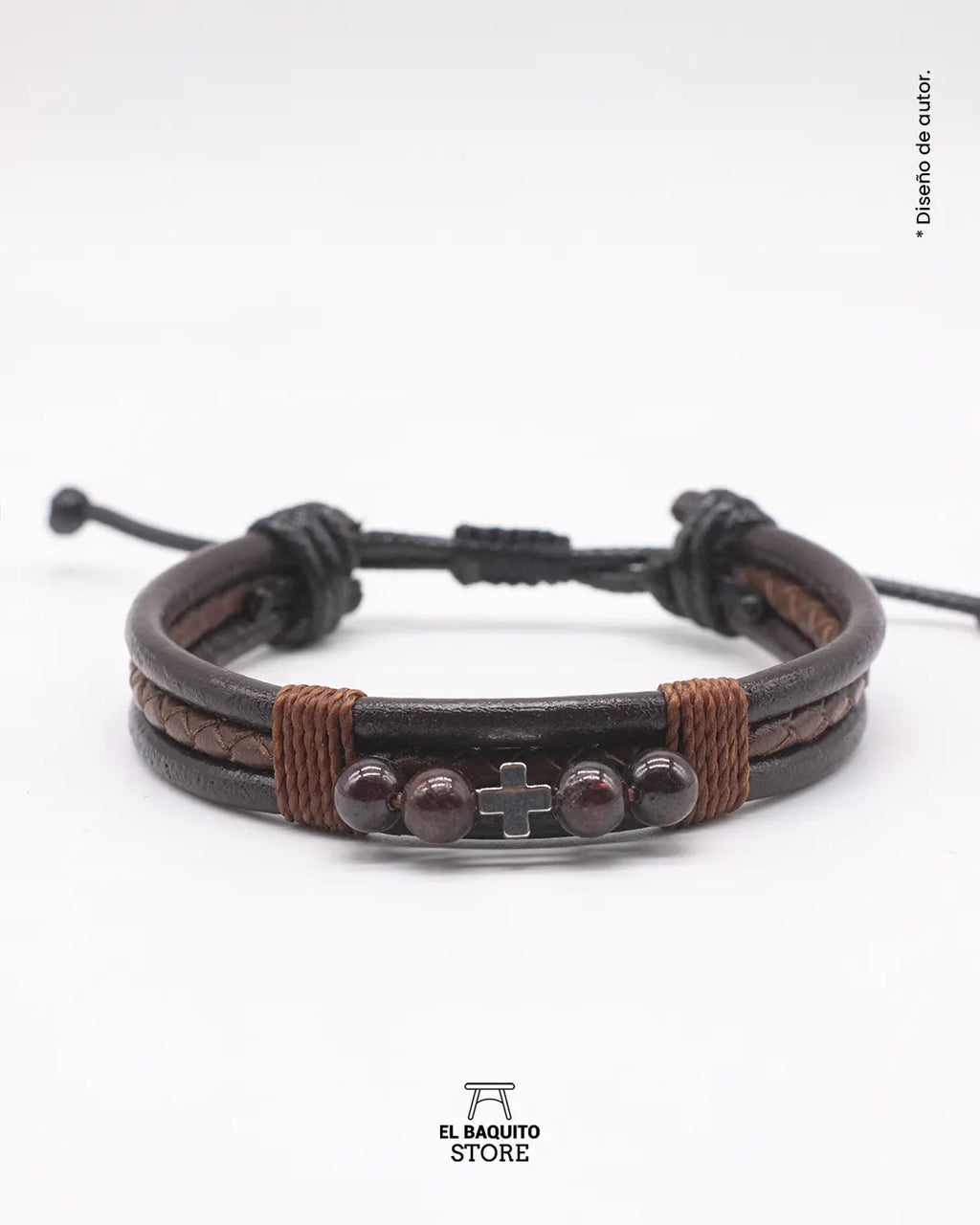 Pulsera de Cuero con Granate Natural