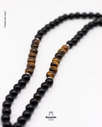 Collar Japa Mala de Ónix y Ojo de Tigre Natural 108 Cuentas