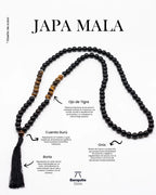Collar Japa Mala de Ónix y Ojo de Tigre Natural 108 Cuentas