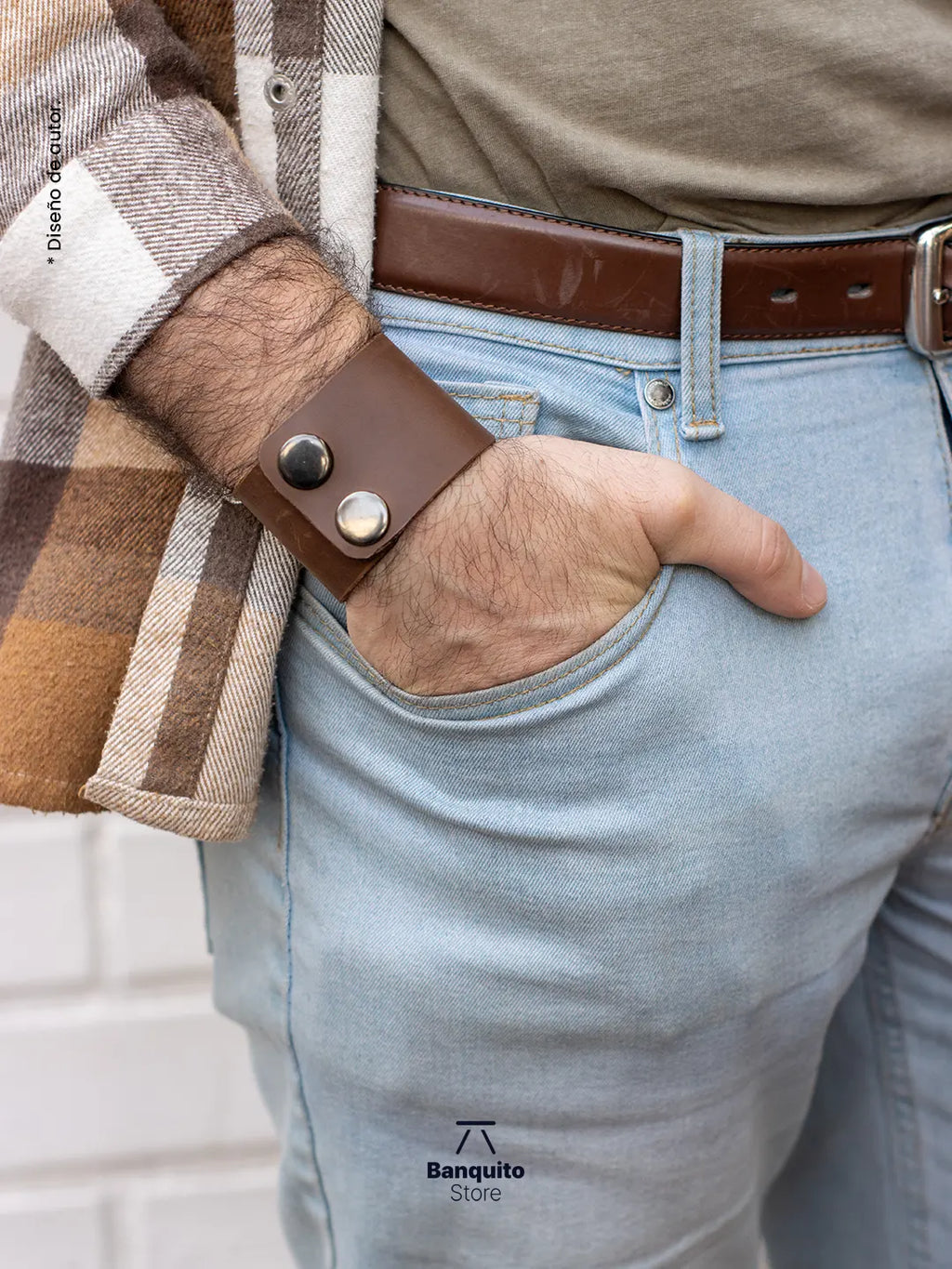 Muñequera de Cuero Natural para Hombre | Banquito Store