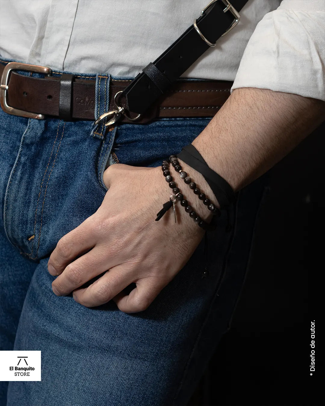 Pulsera Obsidiana Plateada