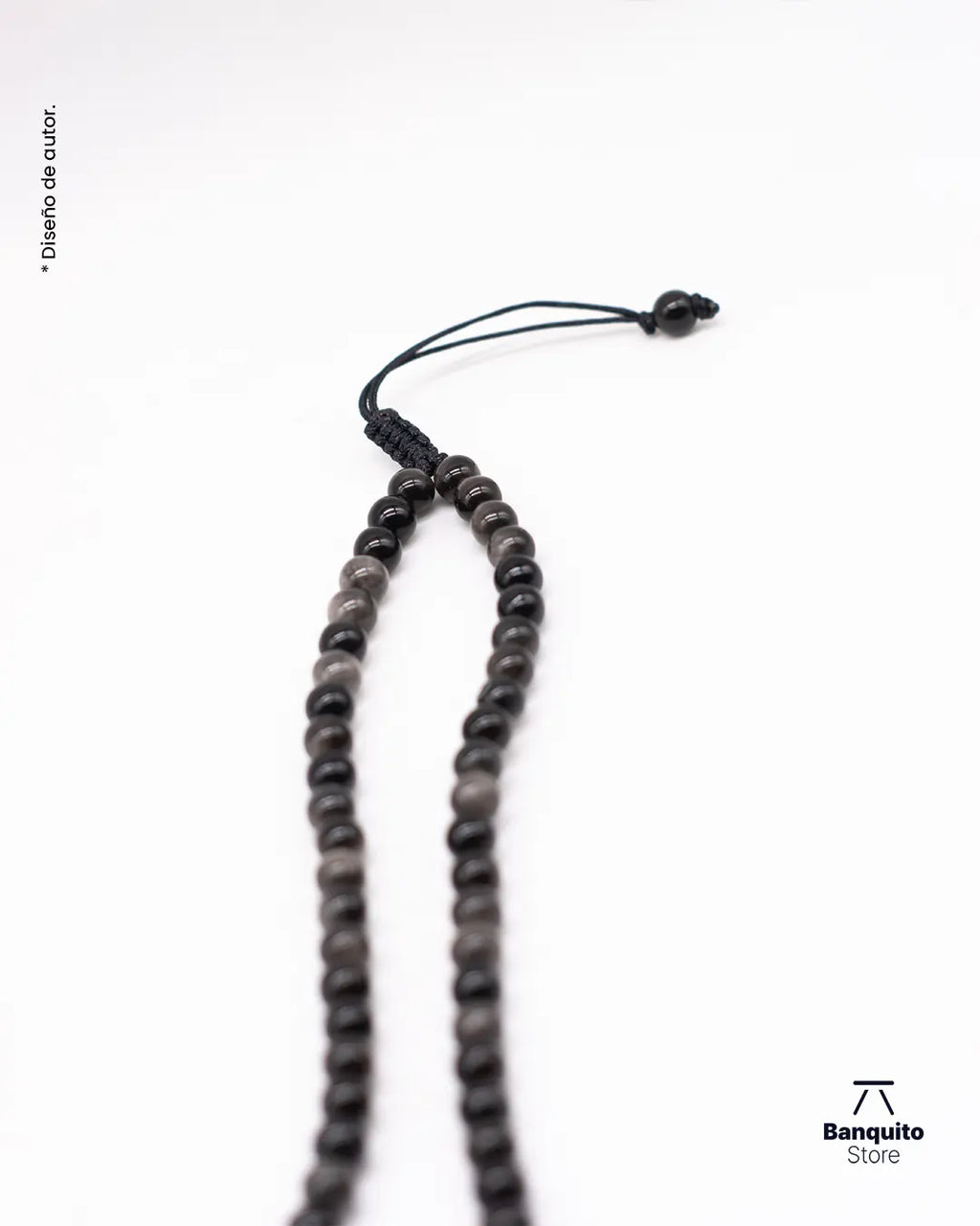 Collar masculino de obsidiana y granate | Hecho a mano en Chile
