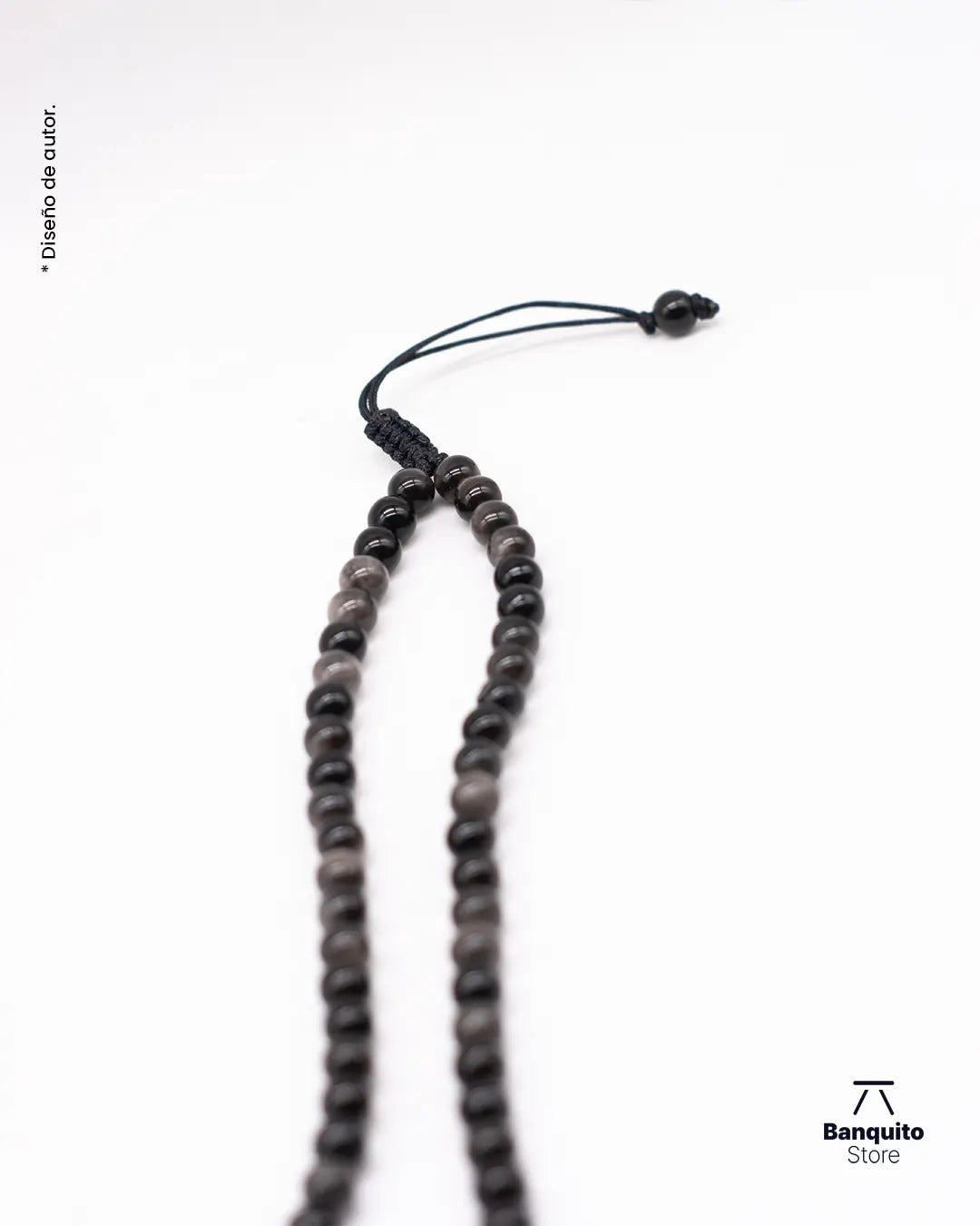 Collar masculino de obsidiana y granate | Hecho a mano en Chile