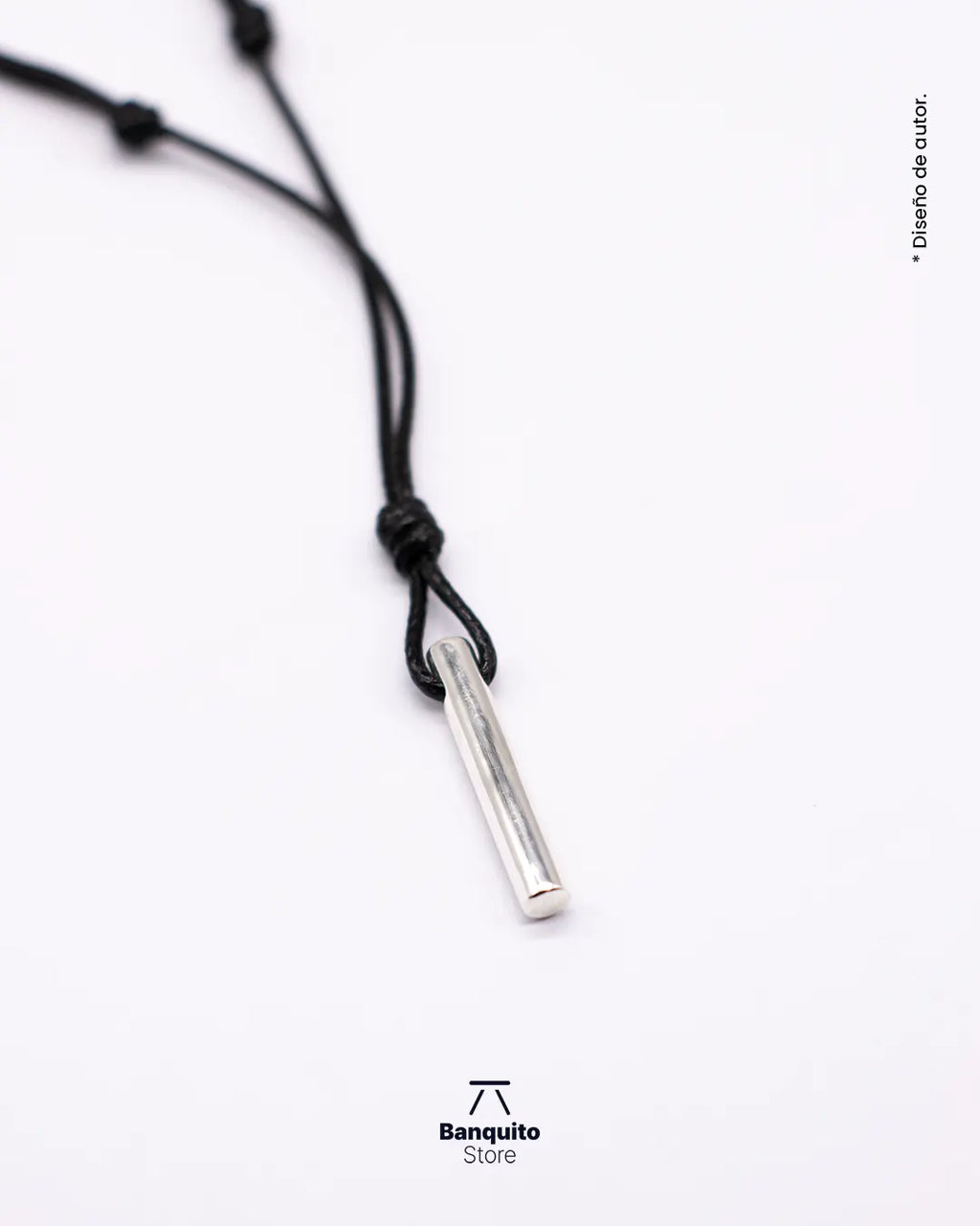Colgante de Plata 950 Maciza Cilindro Hombre | Minimalista