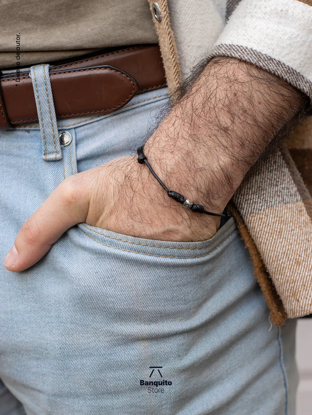 Pulsera de cordón minimalista con Plata 950
