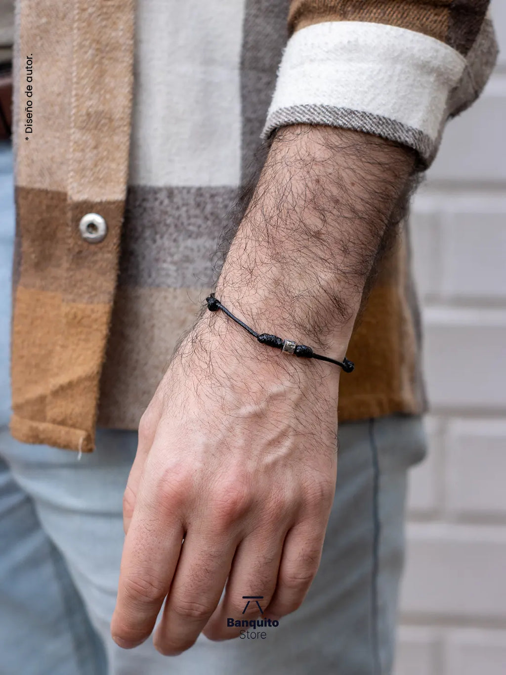 Pulsera de cordón minimalista con Plata 950