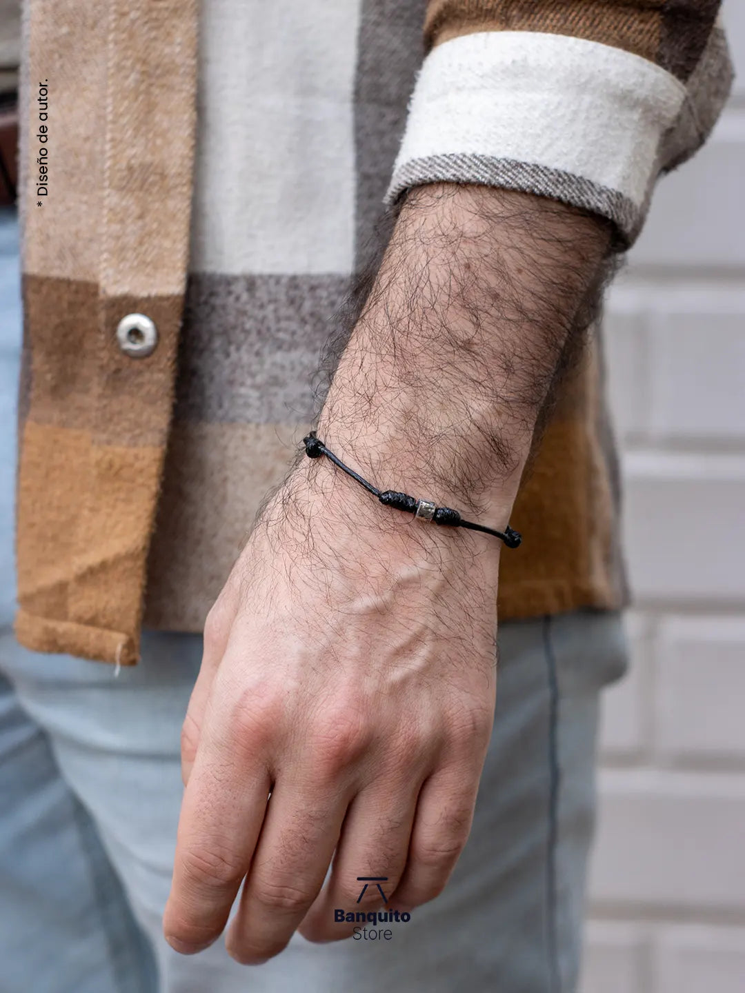 Pulsera de cordón minimalista con Plata 950