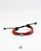Pulsera de Cuero Liso con Argolla Plateada Brillante