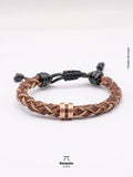 Pulsera de Cuero Trenzado con Detalle en Acero Cobrizo 2 – Hecha a Mano