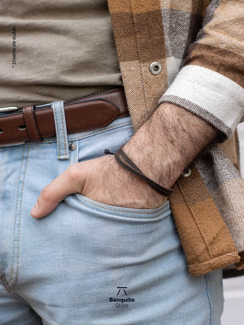 Pulsera de Cuero Café