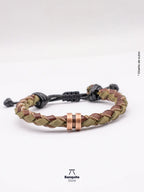 Pulsera de Cuero Trenzado con Detalle en Acero Cobrizo 2 – Hecha a Mano