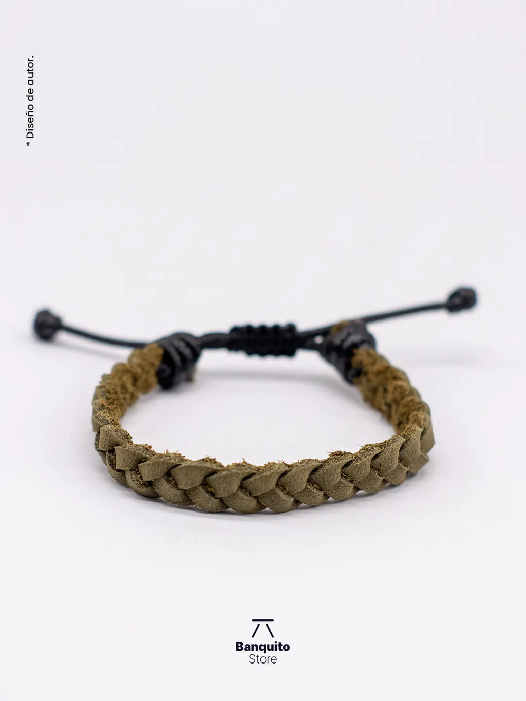 Pulsera de cuero trenzado plano