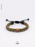 Pulsera de Cuero Trenzado con Detalle en Acero Cobrizo – Hecha a Mano