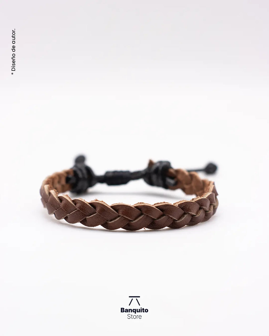 Pulsera de cuero trenzado plano