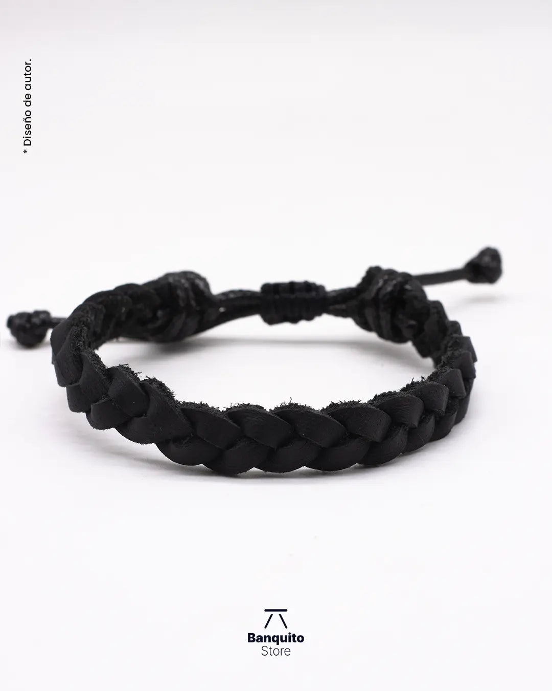 Pulsera de cuero trenzado plano