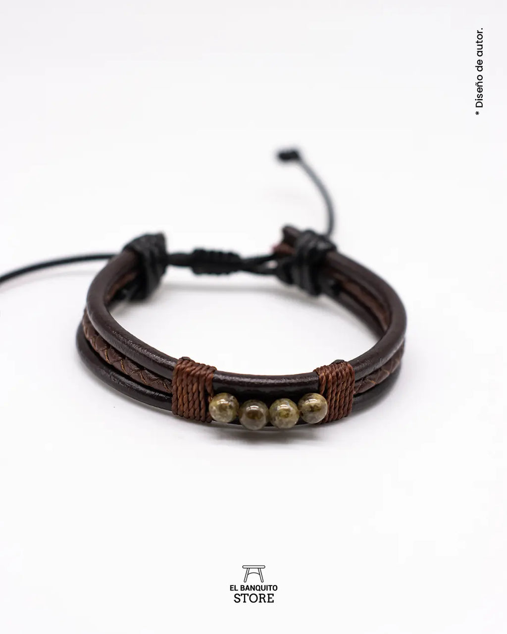 Pulsera de Cuero Granate Verde Natural