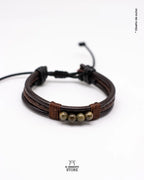 Pulsera de Cuero Granate Verde Natural