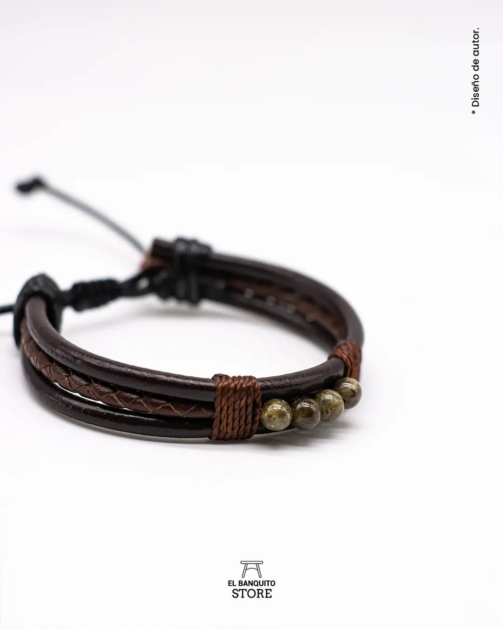Pulsera de Cuero Granate Verde Natural