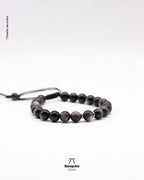 Pulsera Obsidiana Plateada 8mm Hombre | Hecha a Mano