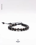 Pulsera Obsidiana Plateada 8mm Hombre | Hecha a Mano