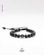 Pulsera Obsidiana Plateada 8mm Hombre | Hecha a Mano