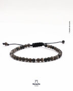 Pulsera de Obsidiana Plateada 4 mm | Minimalismo Masculino