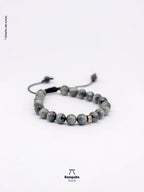 Pulsera Ojo de Halcón Gris 8mm con plata 950