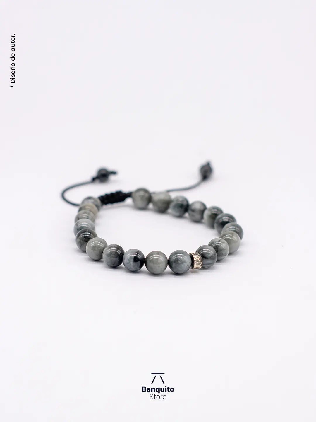 Pulsera Ojo de Halcón Gris 8mm con plata 950