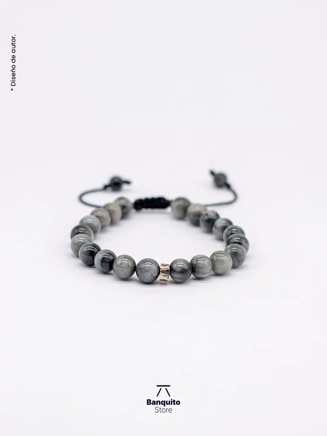 Pulsera Ojo de Halcón Gris 8mm con plata 950