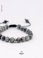 Pulsera Ojo de Halcón Gris 8mm con plata 950