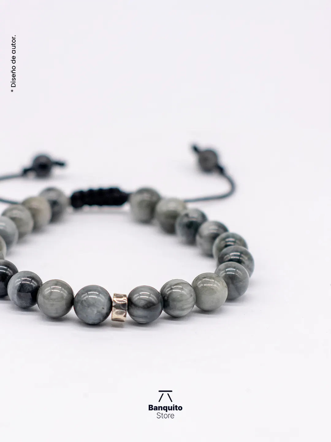 Pulsera Ojo de Halcón Gris 8mm con plata 950