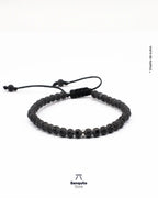 Pulsera Ónix 4mm Hombre – Acabado Rústico y Brillante